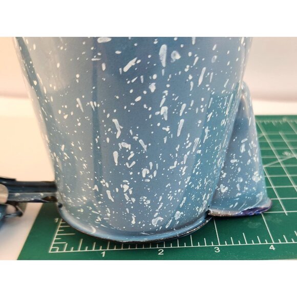 Enamelware Blue Speckled Coffee Pot Vintage Rustic Display Kitchen Decor - Picture 11 of 16